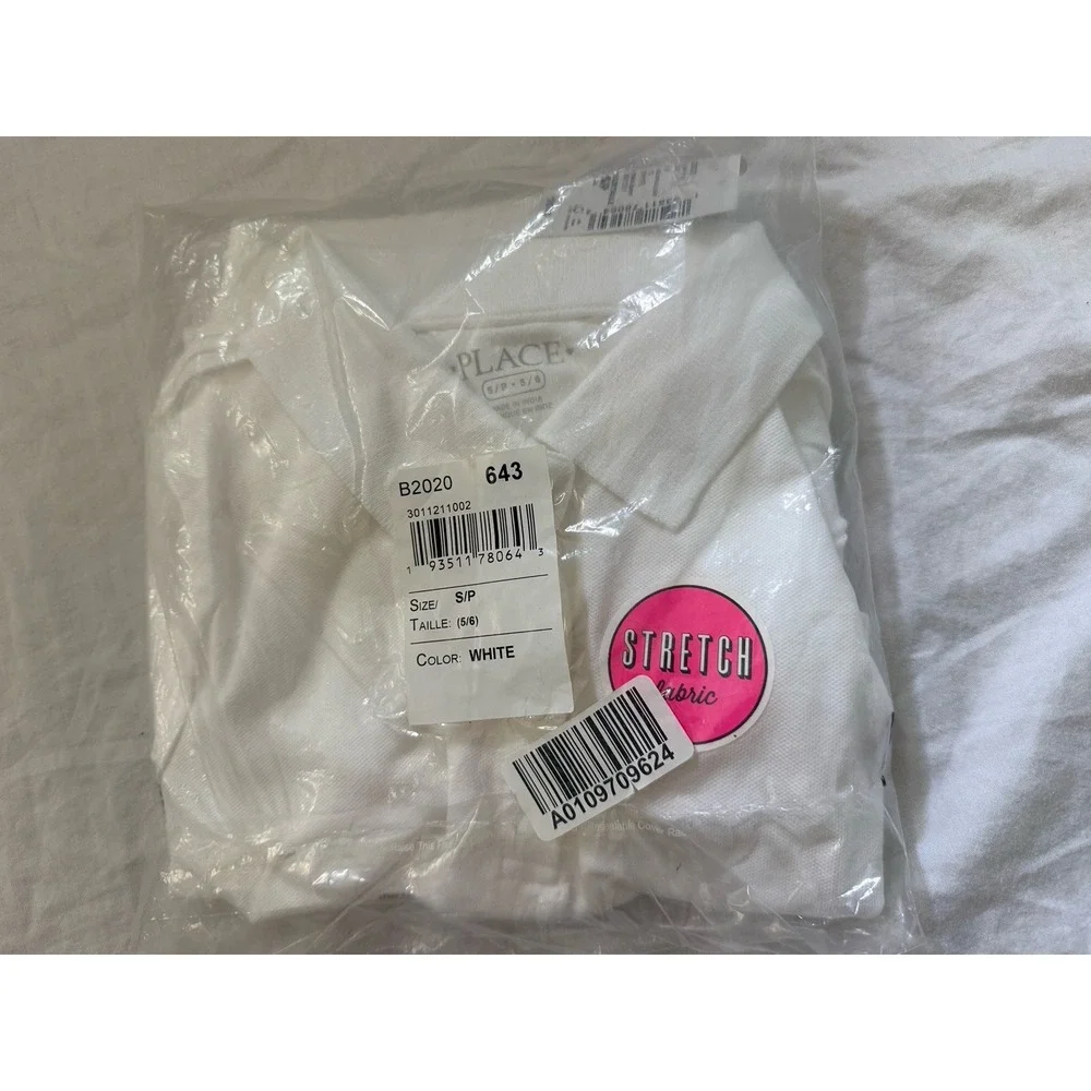 2Pk The Children's Place Polo Shirt Girls S 5/6 White Stretch School Uniform Top